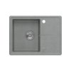 Quadron TONY 116 GraniteQ zlewozmywak granitowy silver stone (szary) 1-komorowy z/o (60x45x18,5), z syfonem i zaślepką stal szlachetna HTO6045SZK